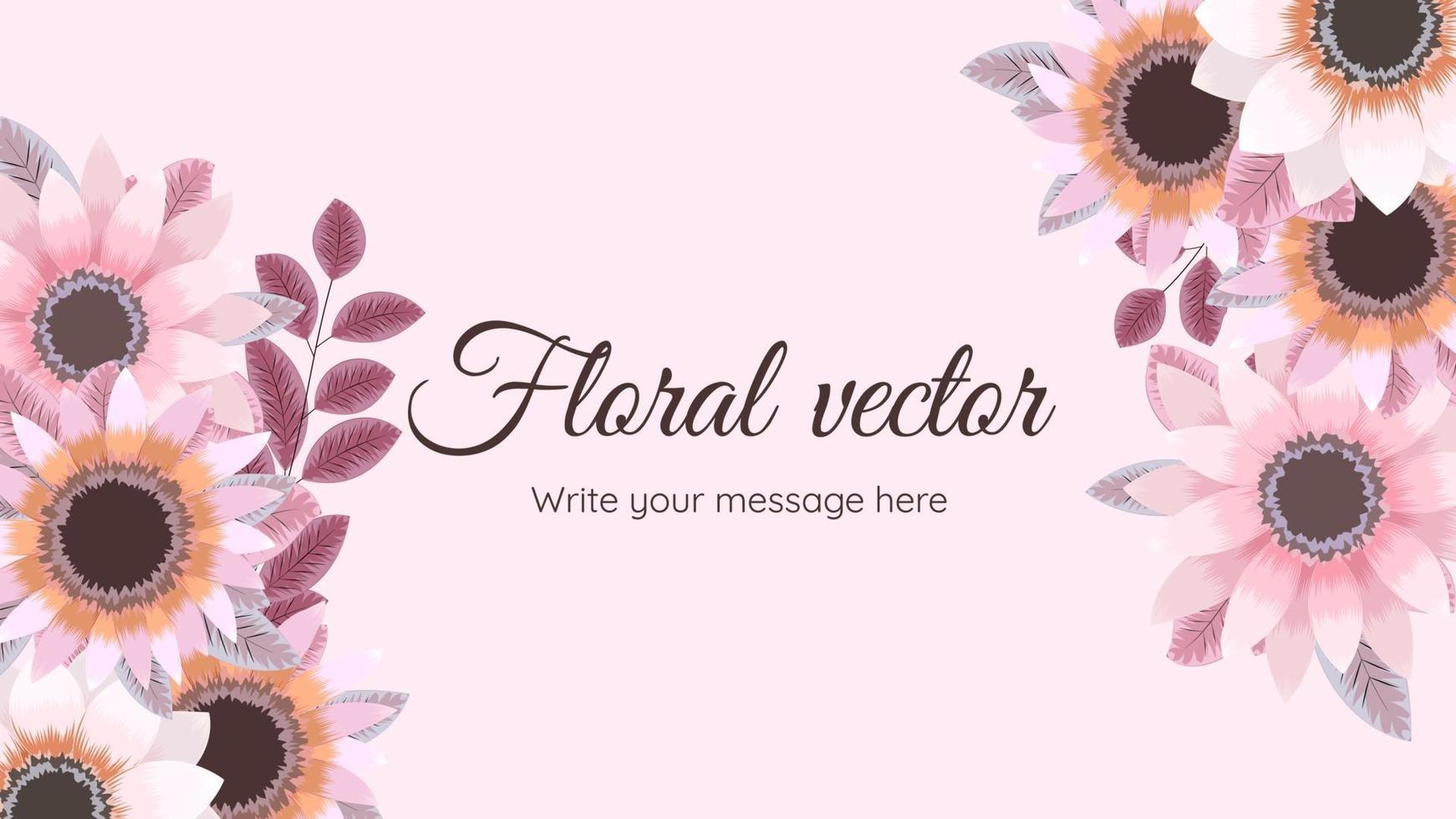 blühende Blumenhintergrundschablone mit niedlichem Blumenelementdesign vektor