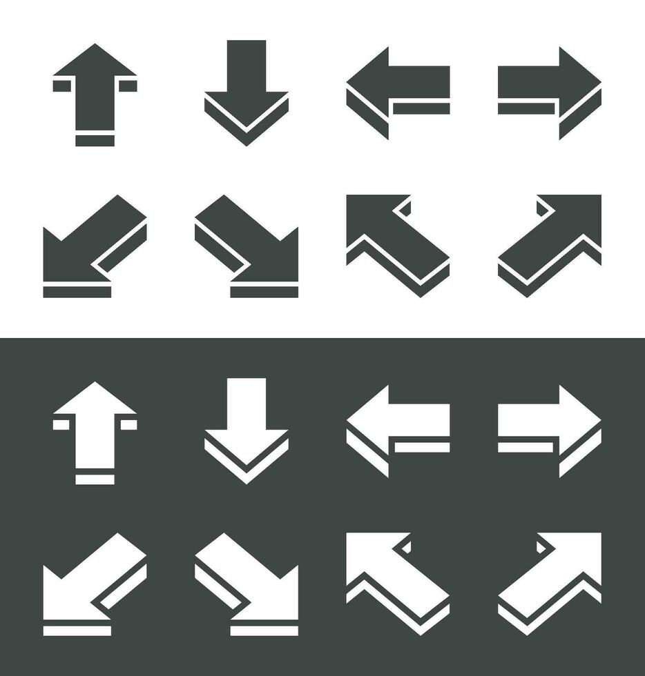 isometrisch Pfeil Symbol Satz, Vektor und Illustration