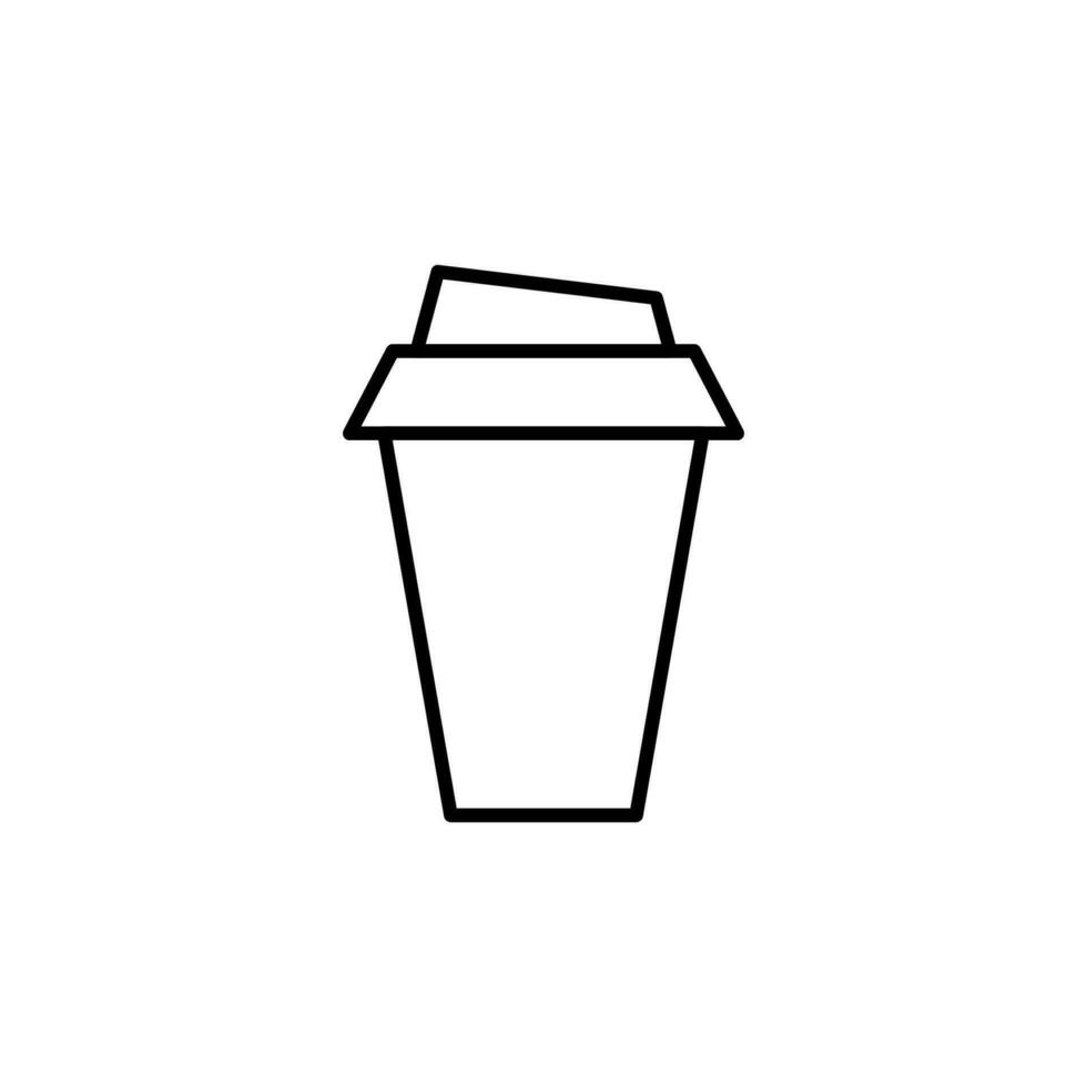 kaffe i disponibel kopp enkel minimalistisk översikt ikon. lämplig för böcker, butiker, butiker. redigerbar stroke i minimalistisk översikt stil. symbol för design vektor