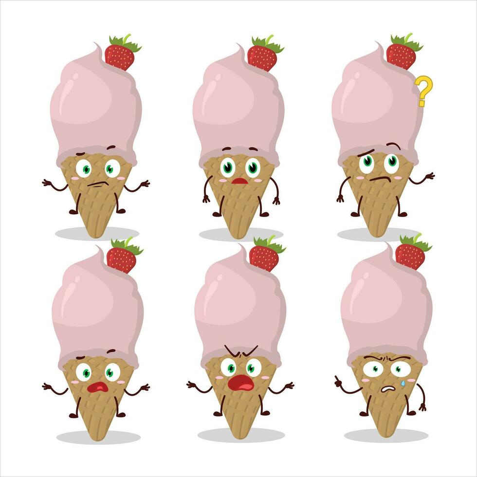 tecknad serie karaktär av is grädde jordgubb med Vad uttryck vektor