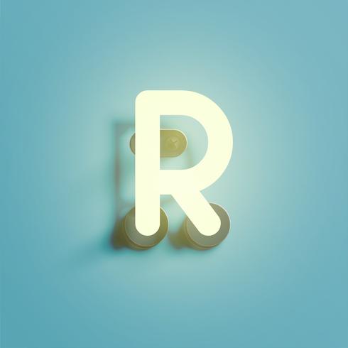 Realistischer Neoncharakter von einem fontset, vektorabbildung vektor
