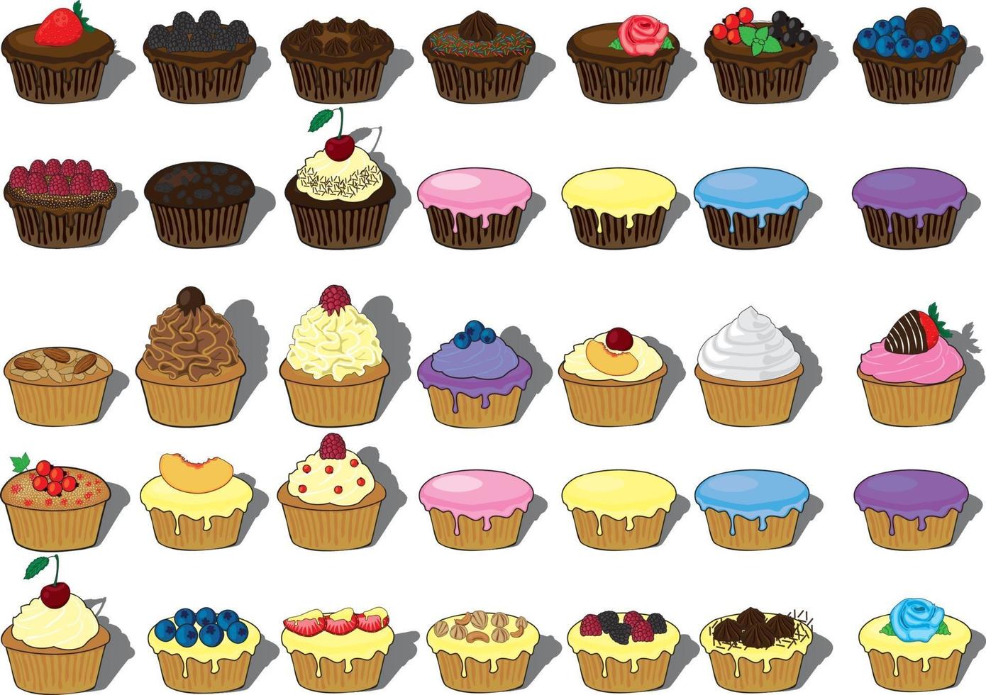 Muffin-Capcake-Typen-Sammlungsvektorillustration vektor