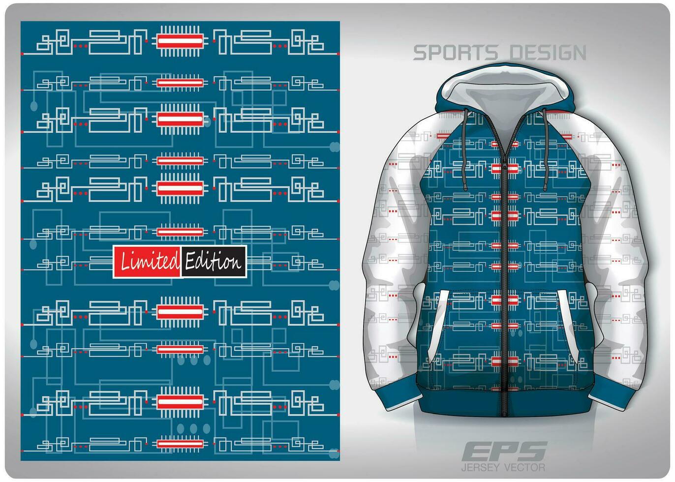 vektor sporter skjorta bakgrund image.teal grön elektronisk krets mönster design, illustration, textil- bakgrund för sporter lång ärm luvtröja, jersey luvtröja