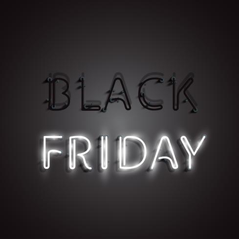 Realistisk neon &quot;BLACK FRIDAY&quot; tecken, vektor illustration