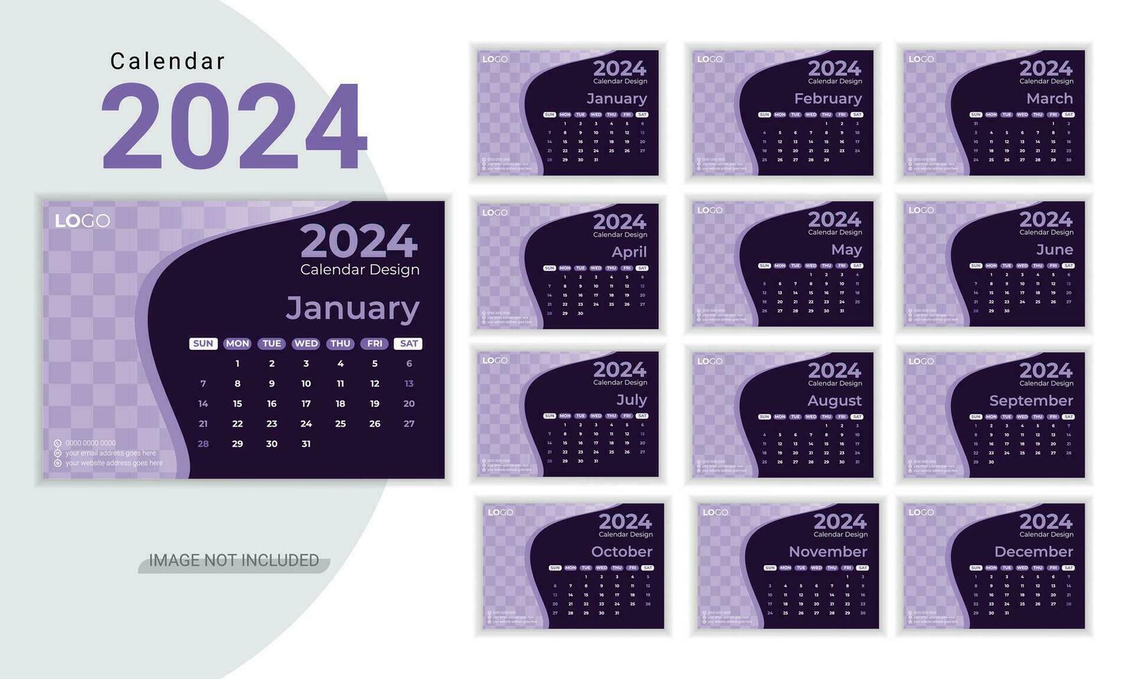 modern och unik kalender design 2024 vektor