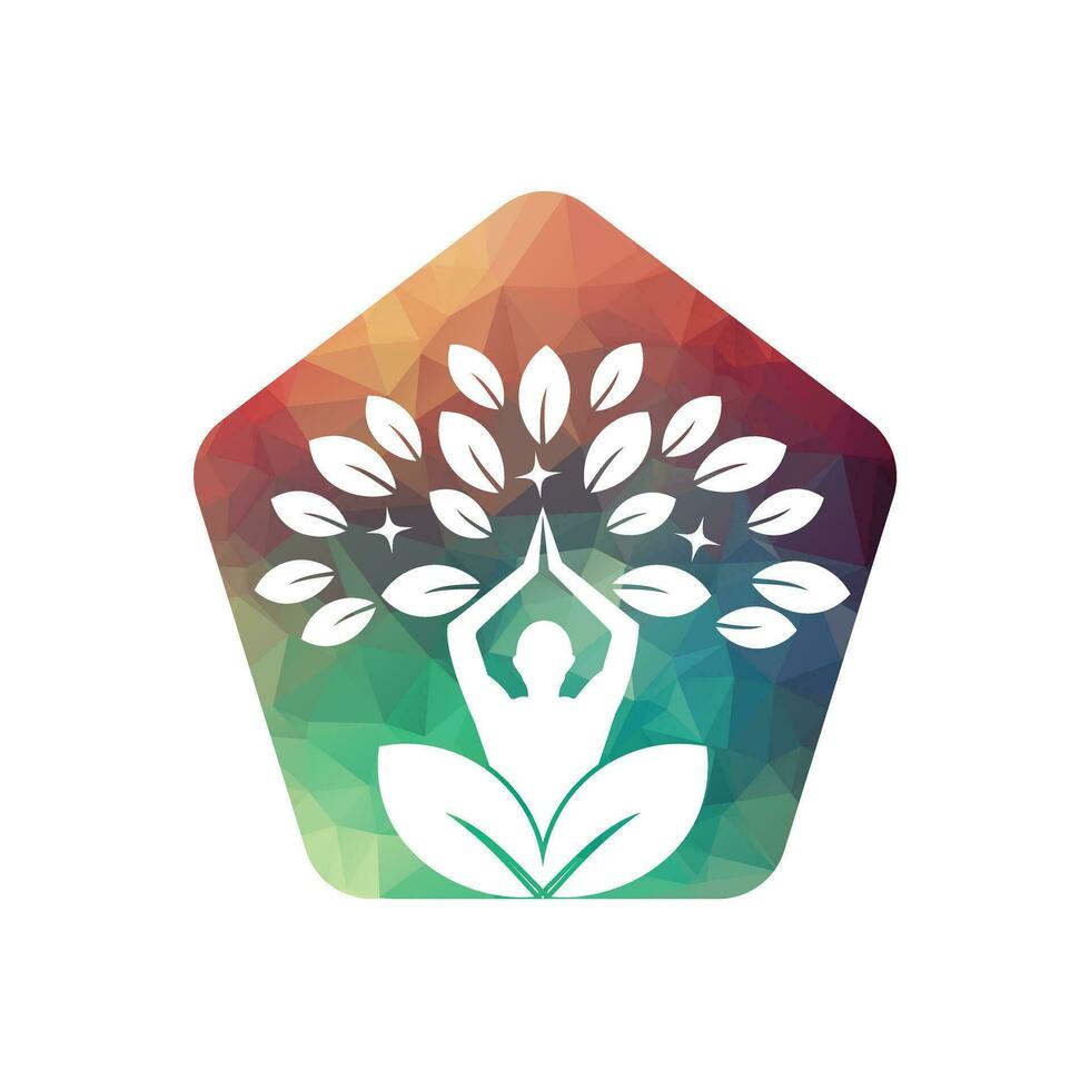 yoga logotyp design lager. mänsklig meditation i lotusblomma vektorillustration vektor