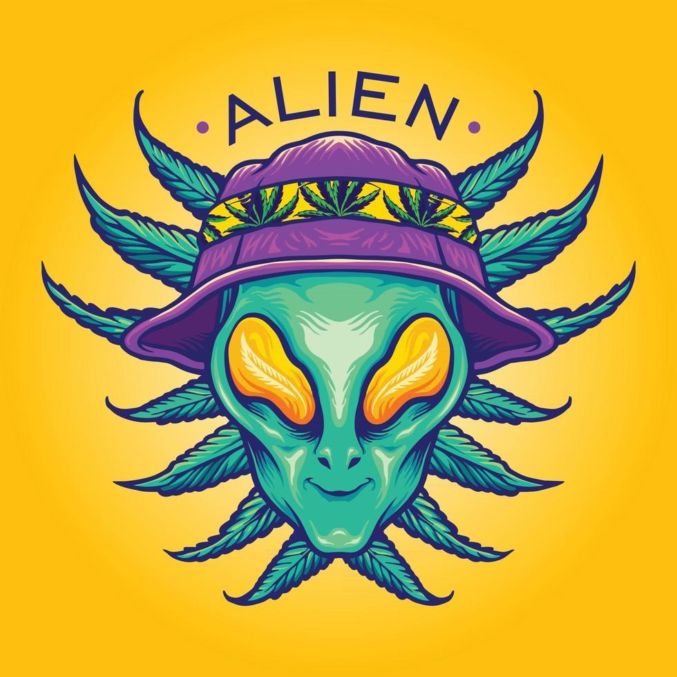 Alien Sommer Unkraut Cannabis Maskottchen vektor