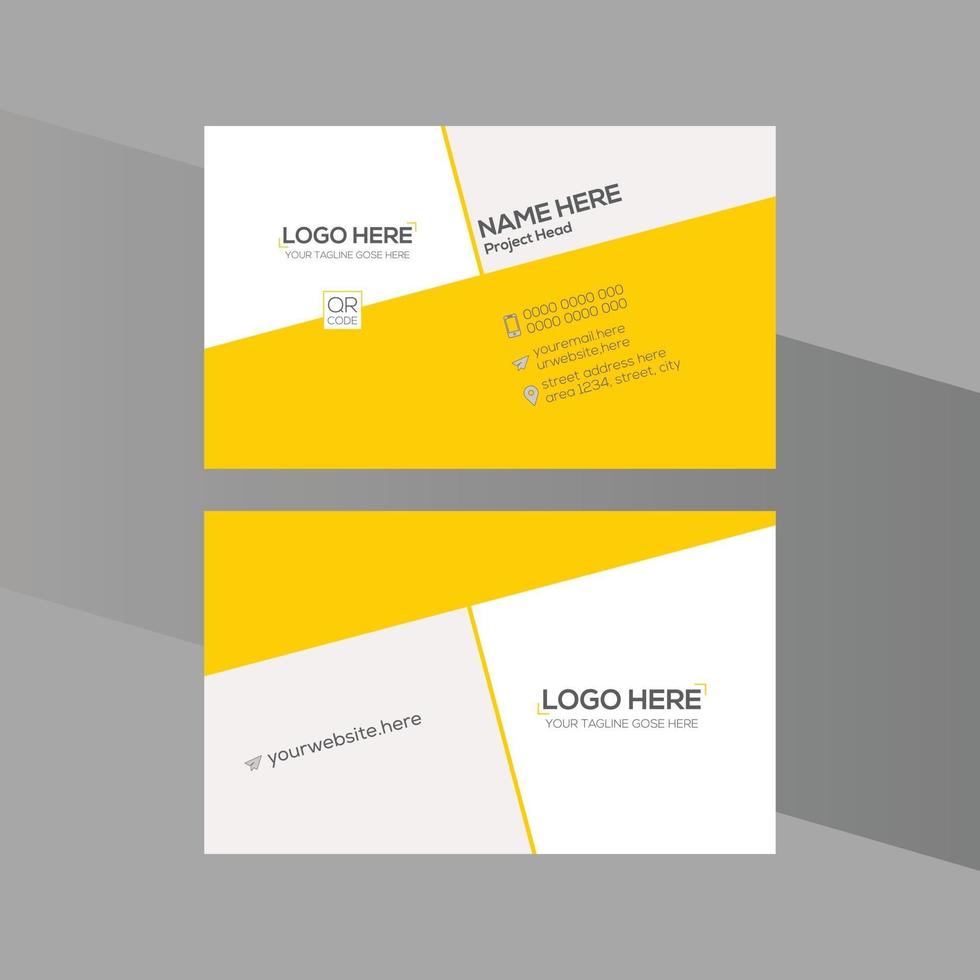 gul och grå färgad vektor visitkort design