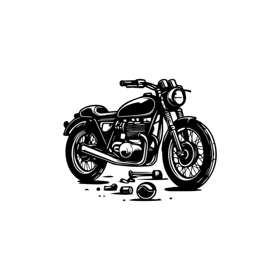 klassisk motorcykel i svart och vit vektor illustration design