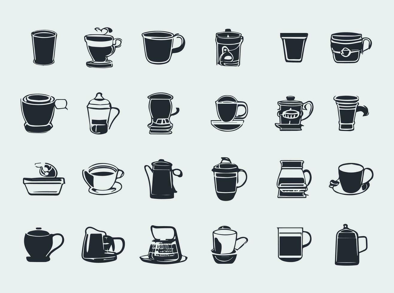 Restaurant Vektor Kaffee Symbole Satz, modern solide Symbol Sammlung, gefüllt Stil Piktogramm Pack. Zeichen, Logo Illustration