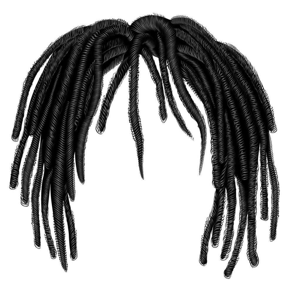 trendige afrikanische Langhaar-Dreadlocks. realistische 3d. Mode-Schönheits-Stil .Frisur Perücke vektor