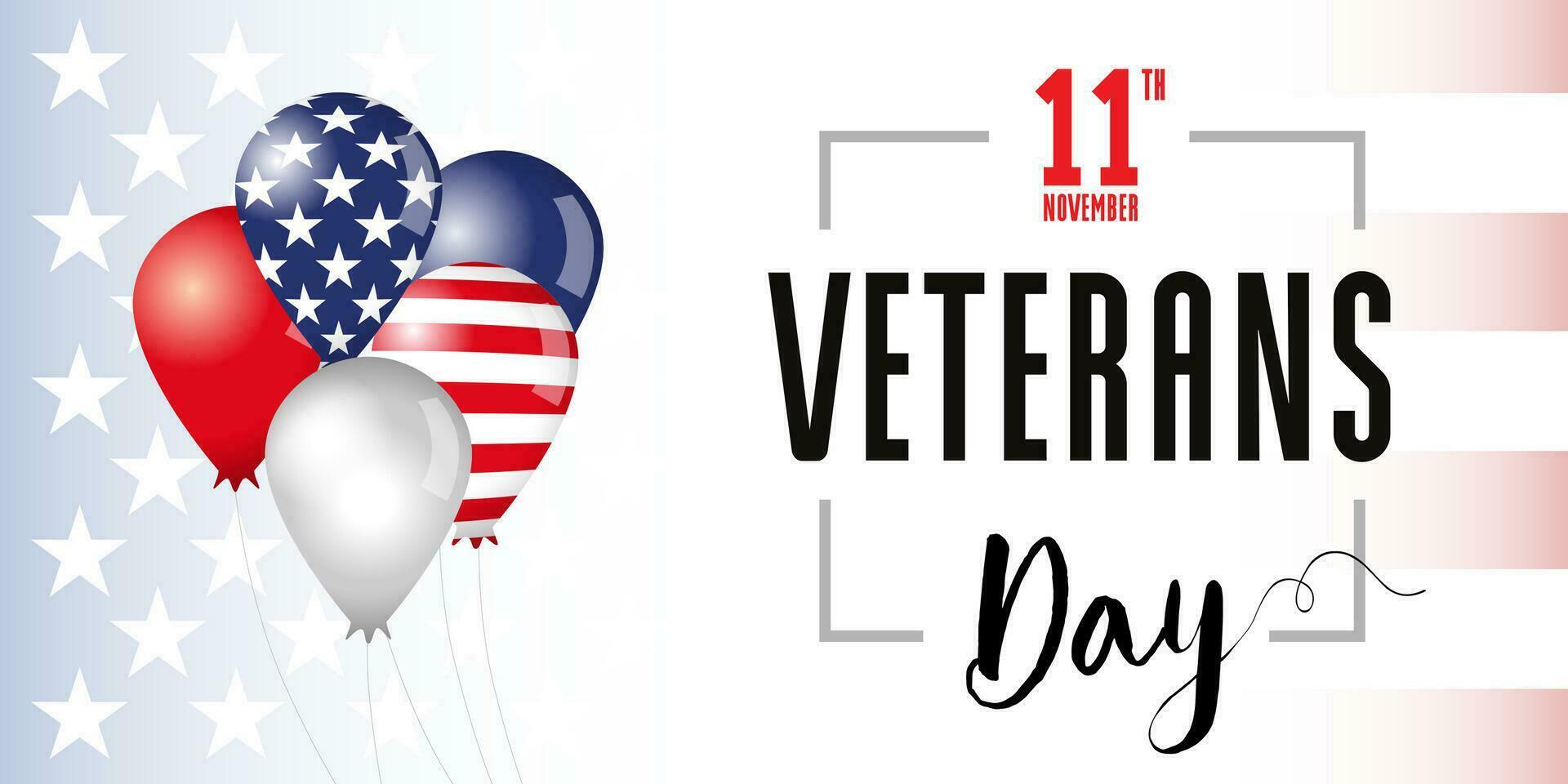 glücklich Veteranen Tag USA Gruß Karte mit 3d Luftballons vektor