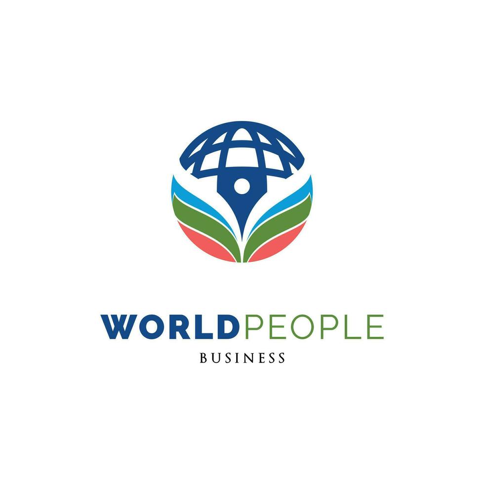 Welt Menschen Symbol Logo Design Vorlage vektor