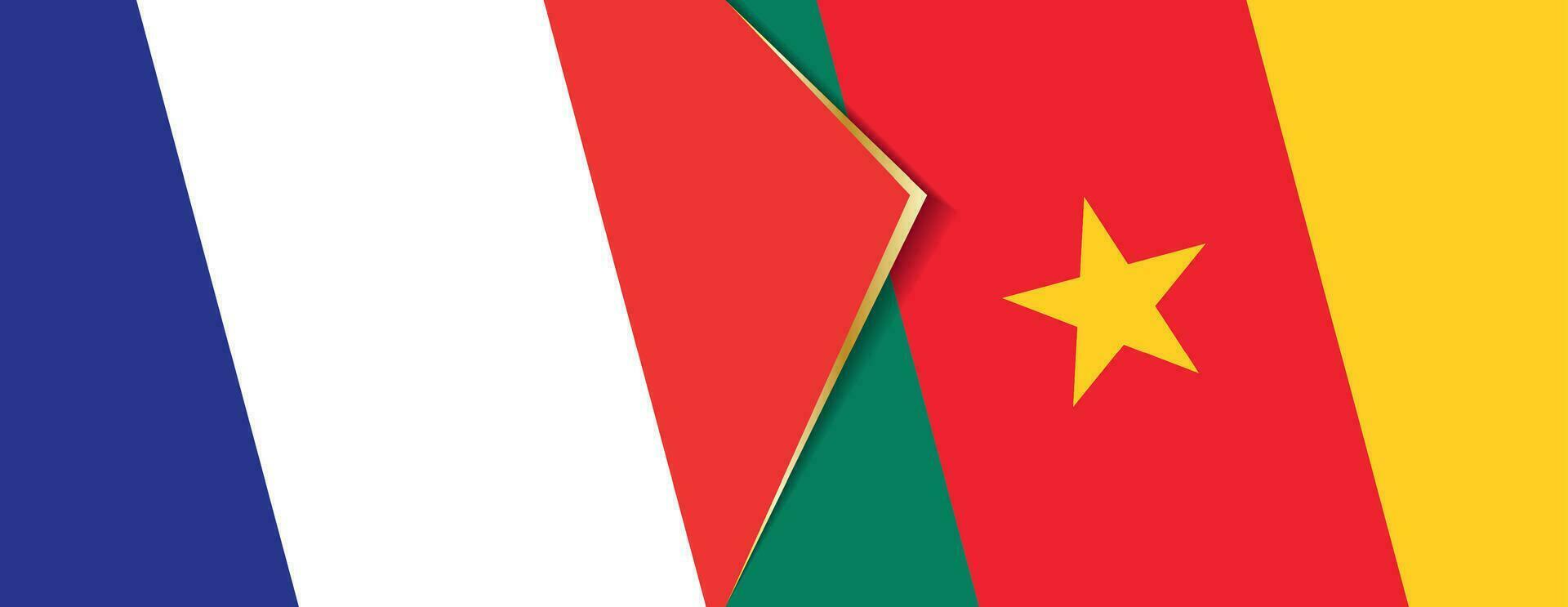 Frankreich und Kamerun Flaggen, zwei Vektor Flaggen.
