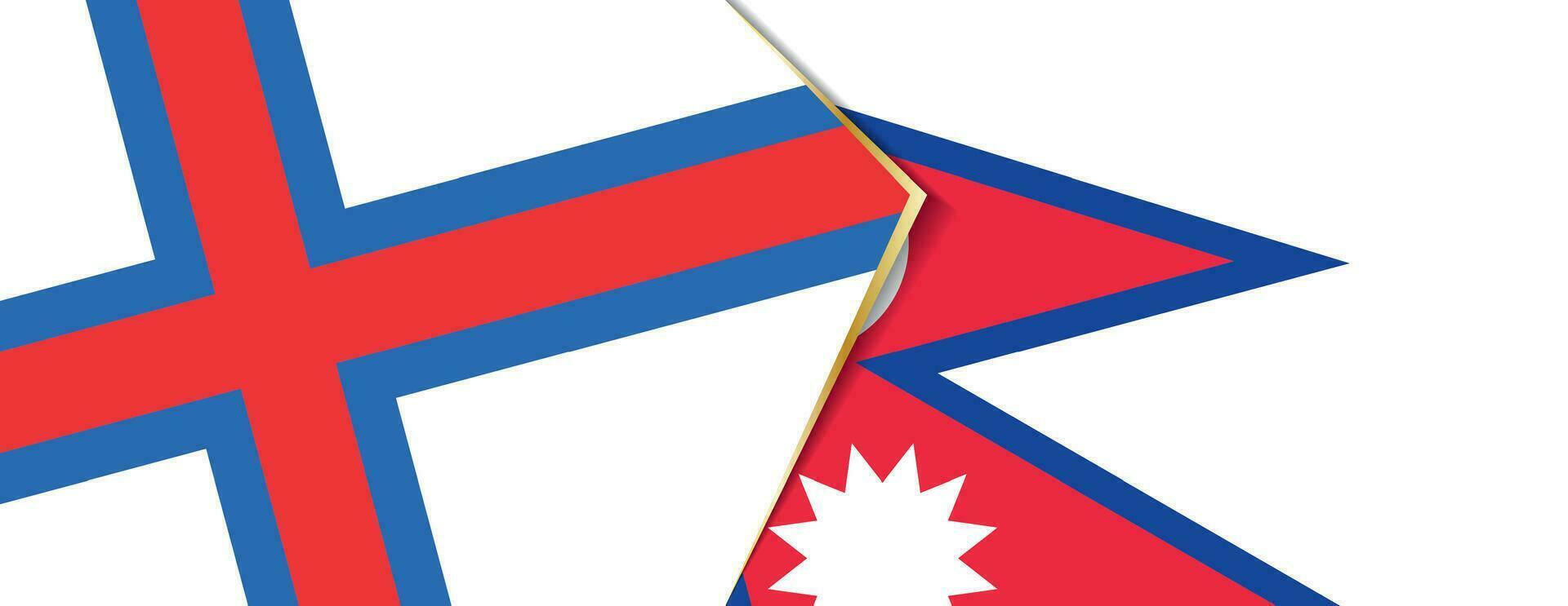 faroe öar och nepal flaggor, två vektor flaggor.