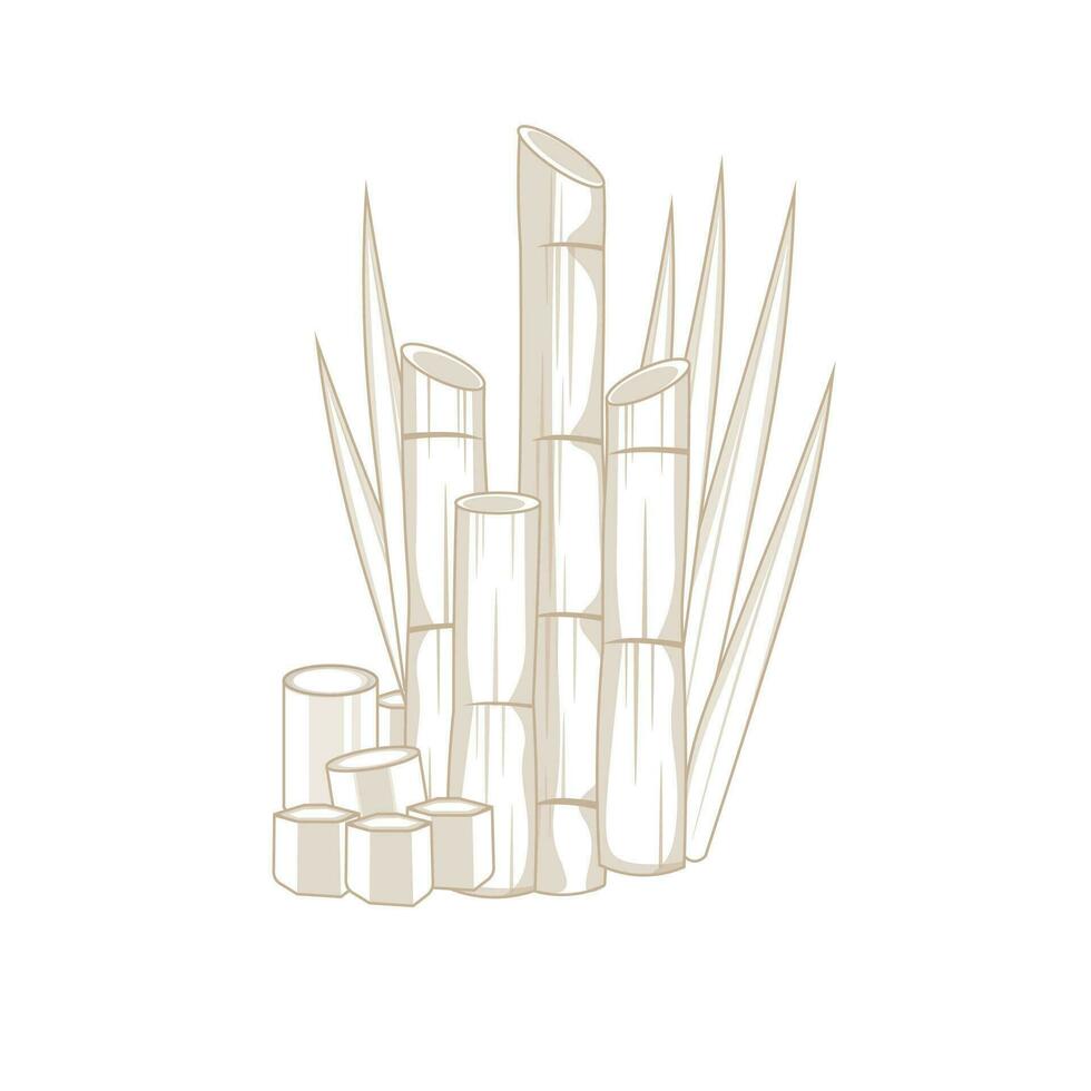 Zuckerrohr Linie Kunst Karikatur Illustration Logo vektor