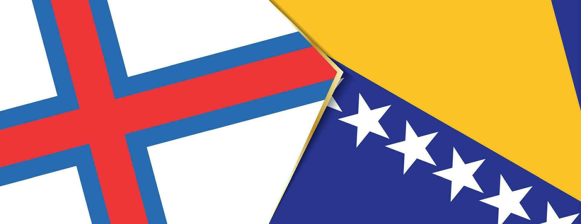 Färöer Inseln und Bosnien und Herzegowina Flaggen, zwei Vektor Flaggen.