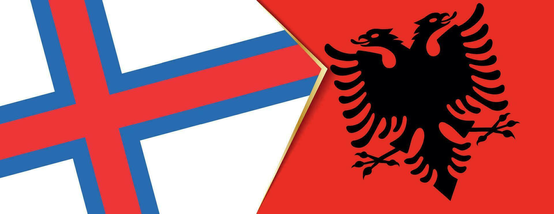faroe öar och albania flaggor, två vektor flaggor.