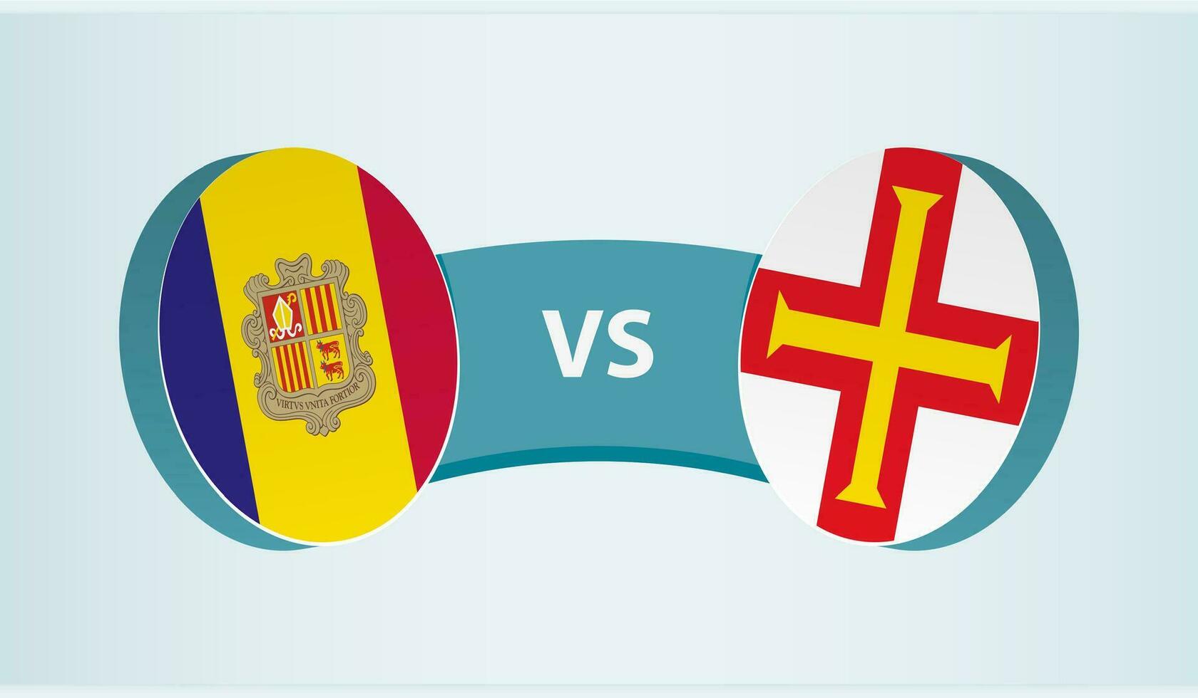 Andorra gegen Guernsey, Mannschaft Sport Wettbewerb Konzept. vektor