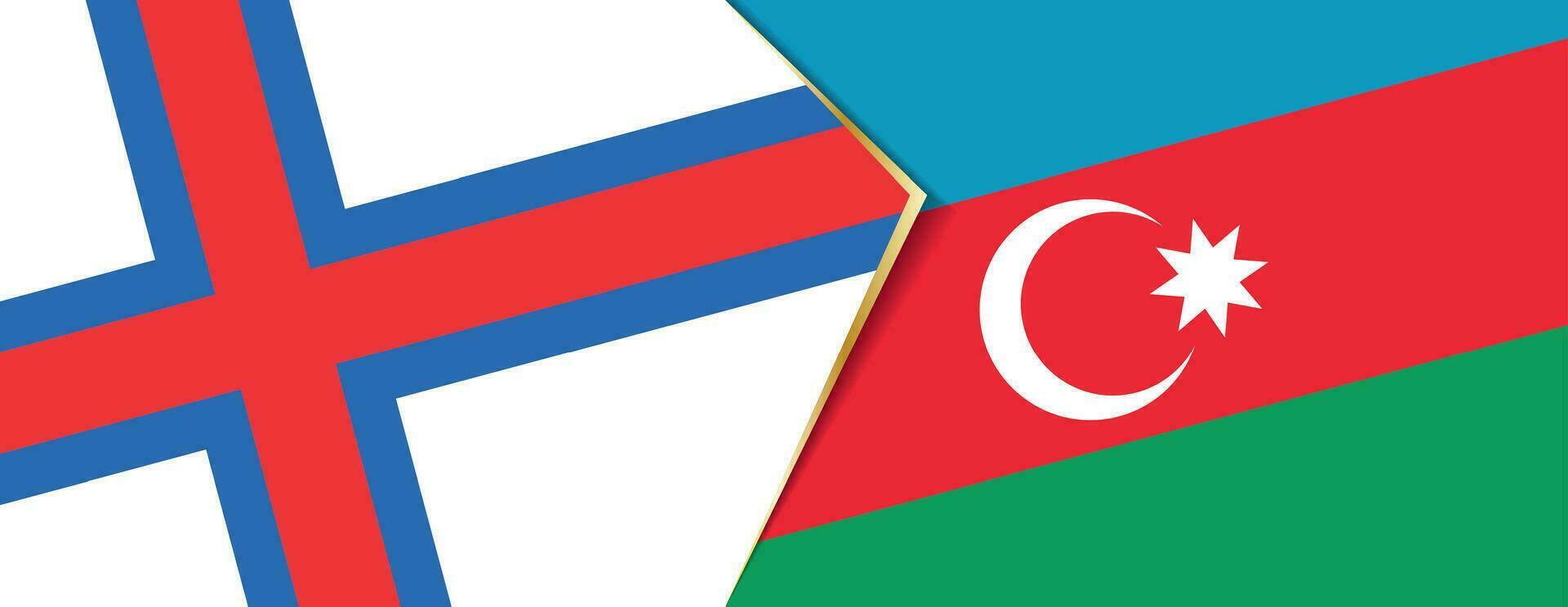 faroe öar och azerbaijan flaggor, två vektor flaggor.