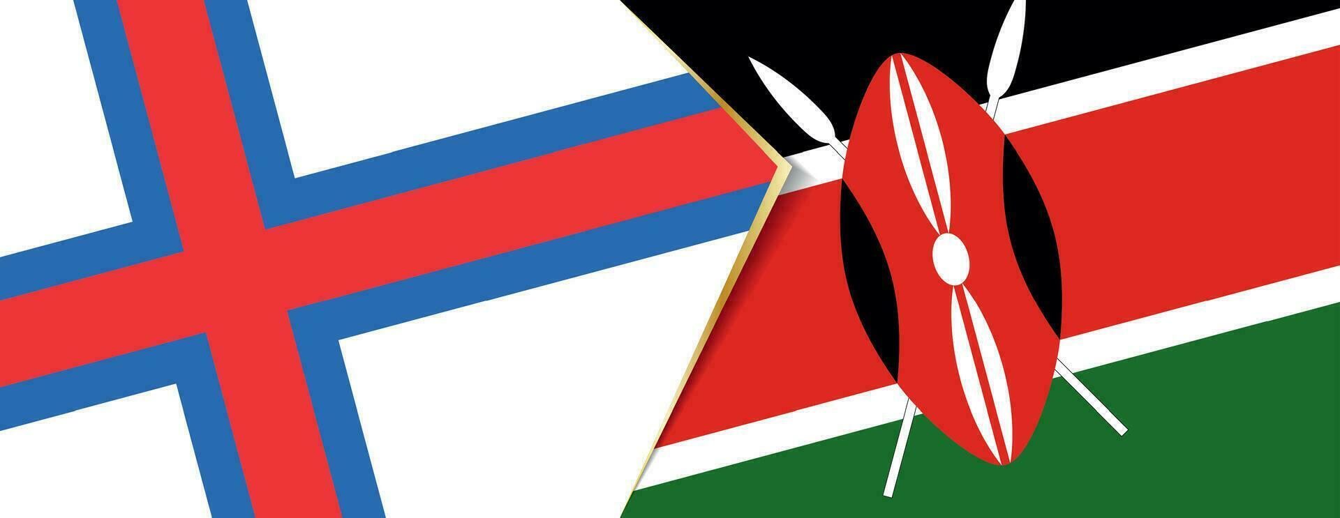 faroe öar och kenya flaggor, två vektor flaggor.