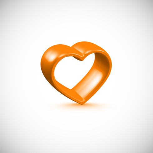 Orange 3D hjärta, vektor illustration