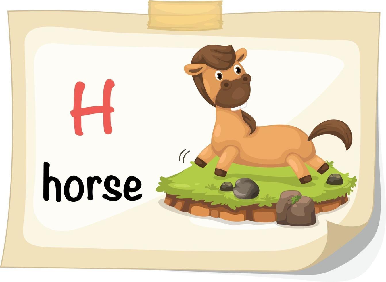 Tieralphabetbuchstabe h für Pferdeillustrationsvektor vektor