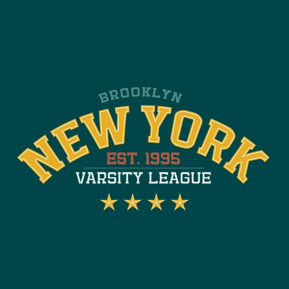 ny york varsityen liga - årgång typografi högskola slogan text skriva ut för grafisk tee t skjorta eller tröja. platt vektor illustration