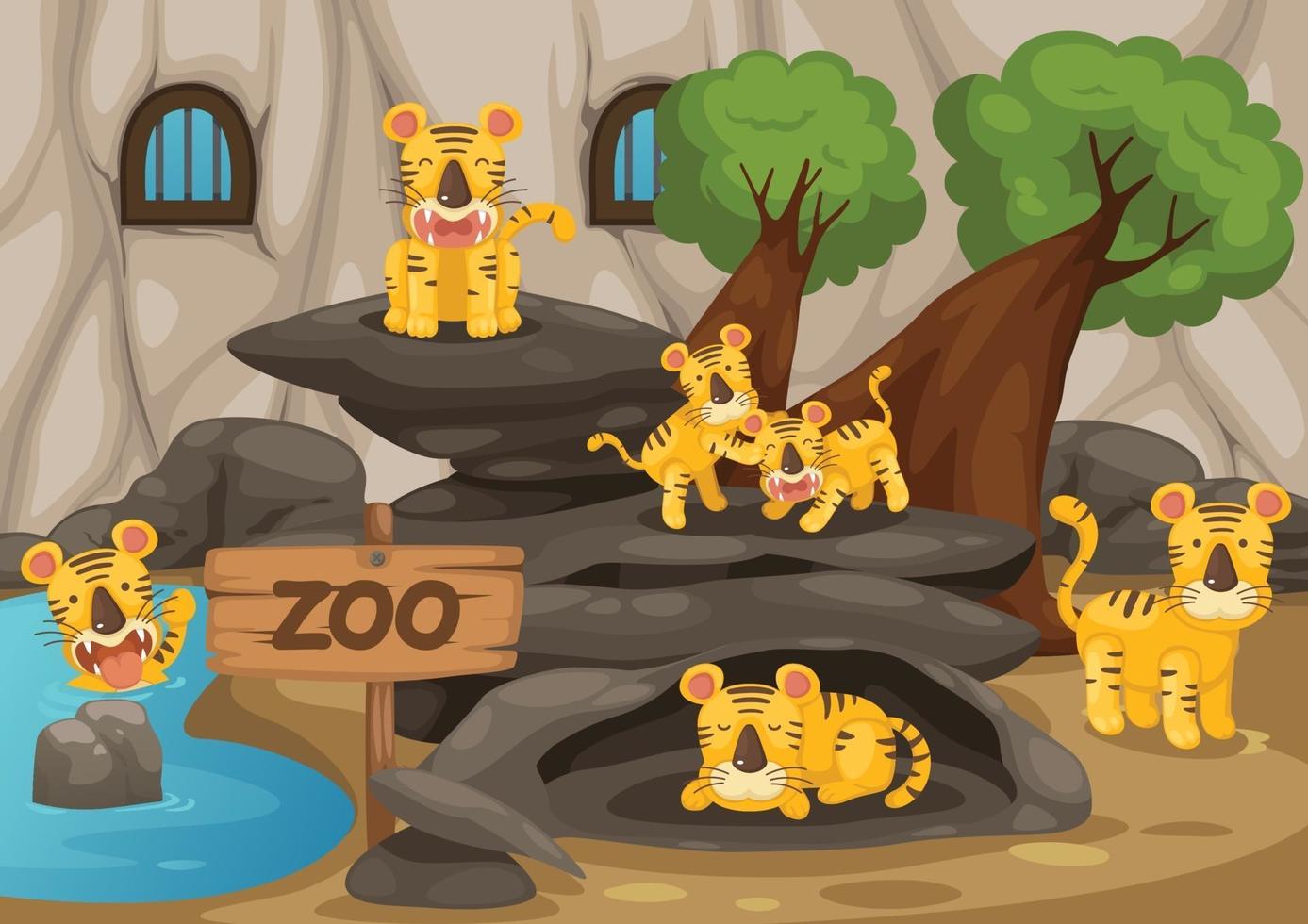 zoo och tiger vektor