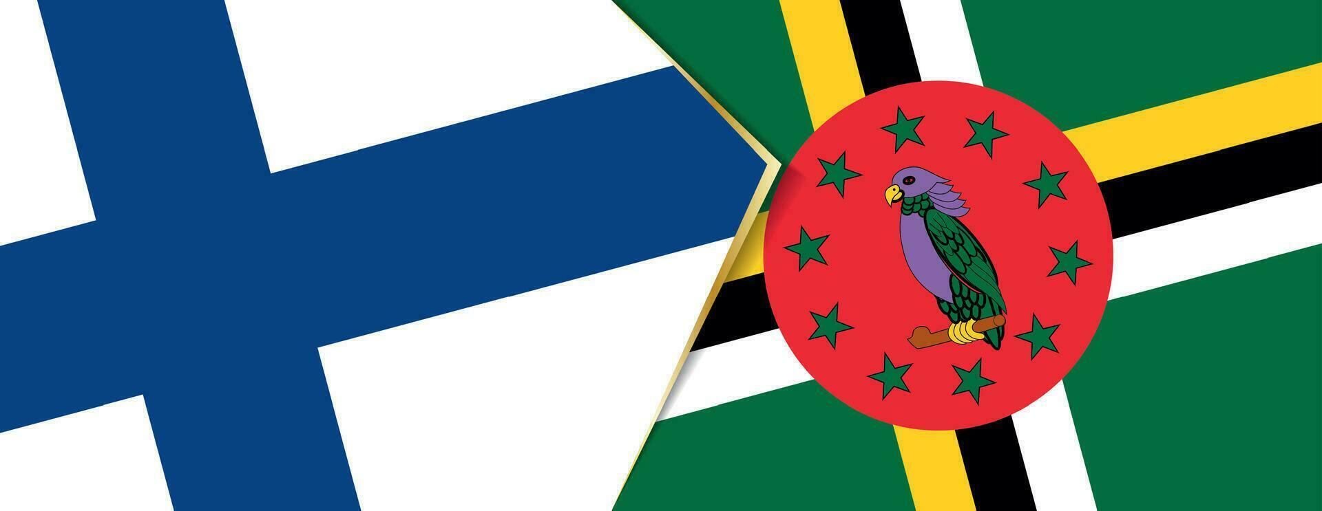 Finnland und Dominica Flaggen, zwei Vektor Flaggen.