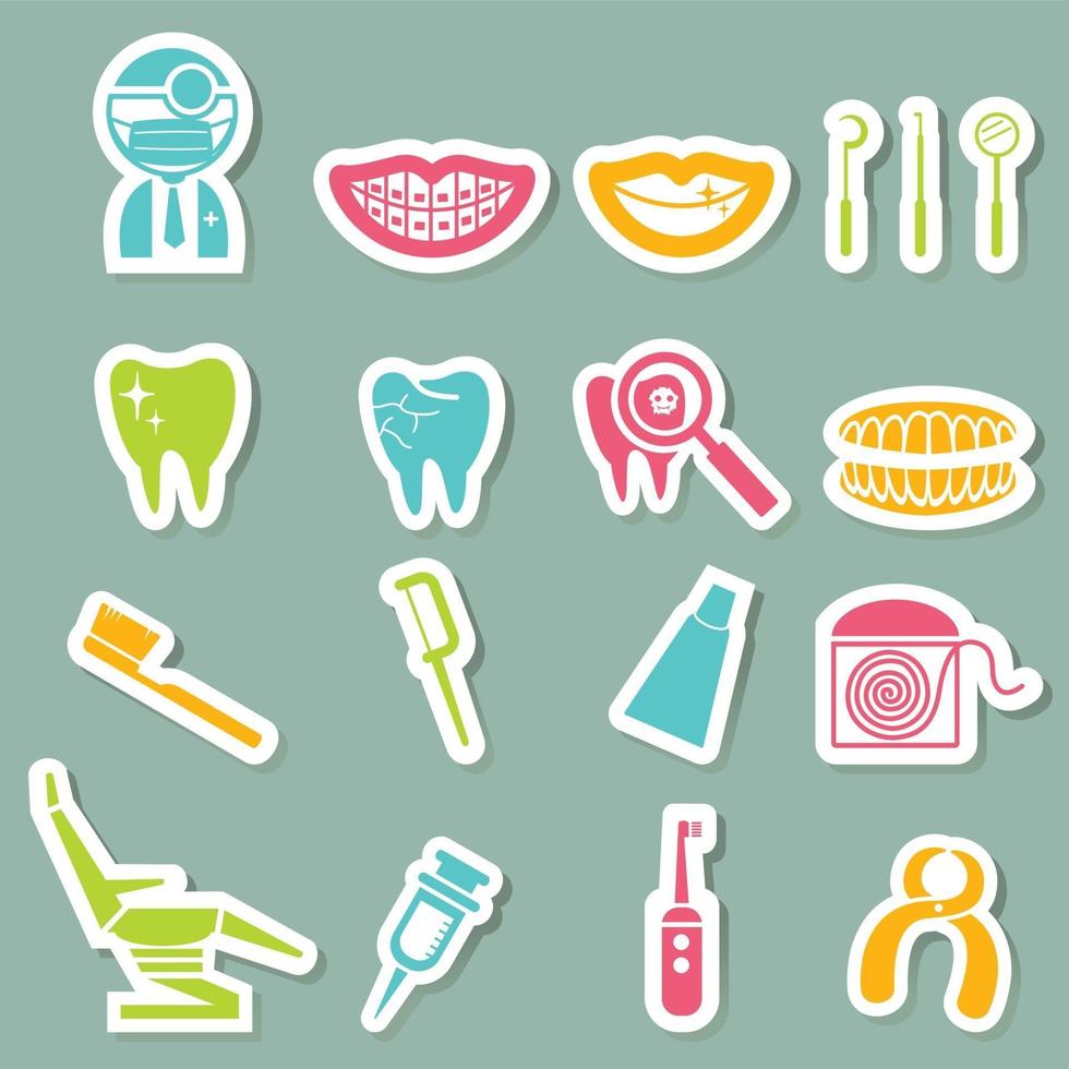 tandvård ikoner set vektor