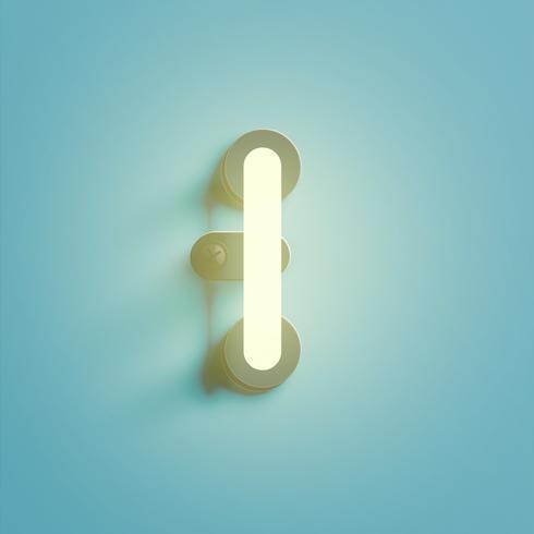 Realistisk neon karaktär från en fontset, vektor illustration