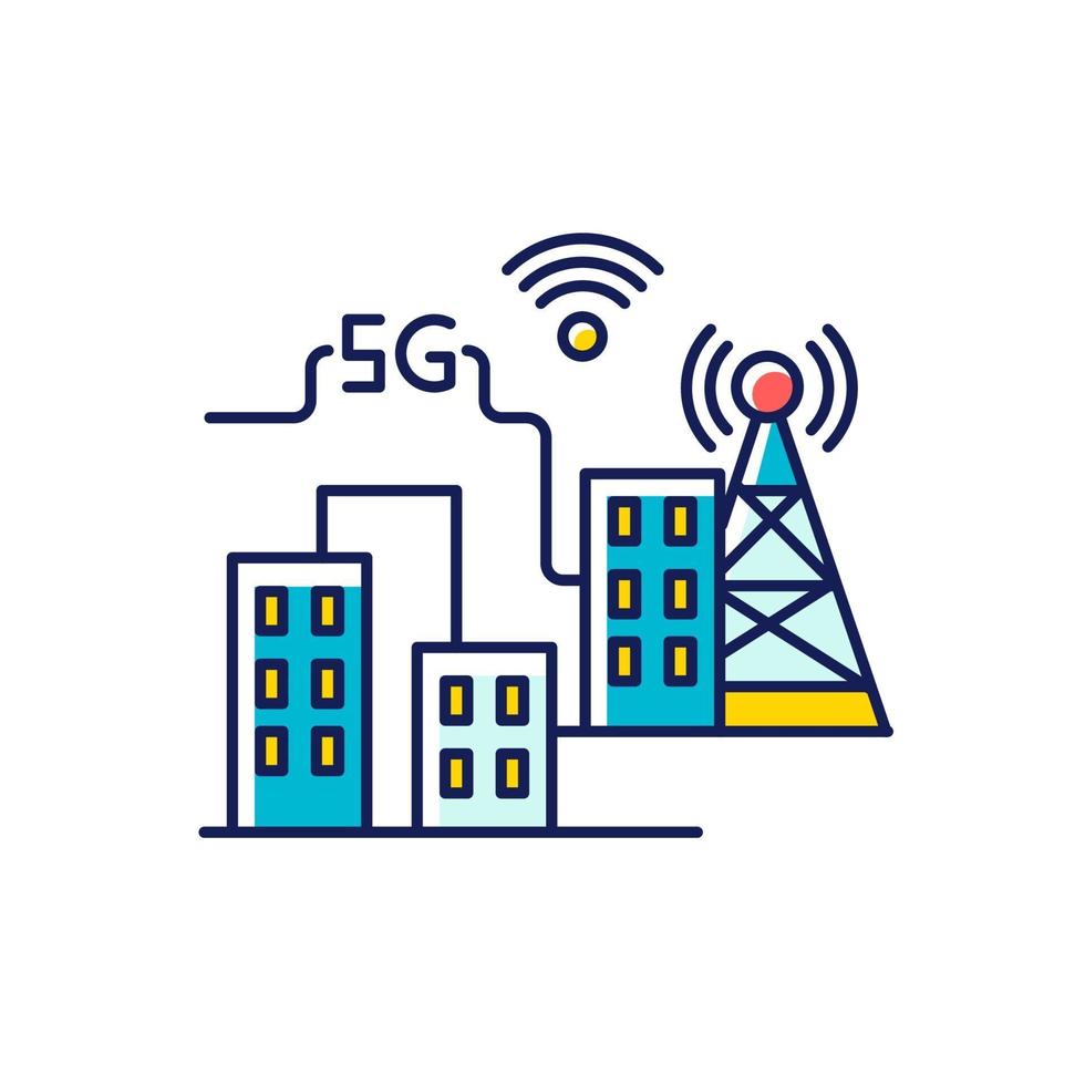 5g Smart City RGB-Farbsymbol vektor