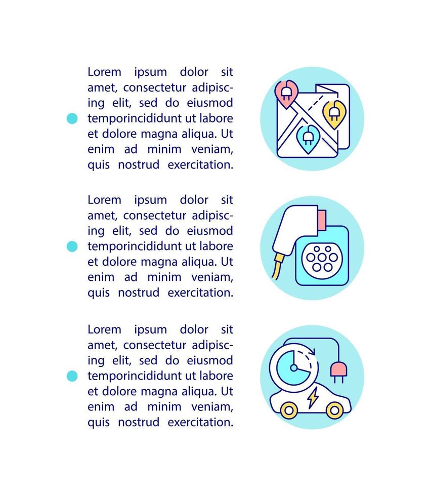 EV-Ladeinfrastruktur-Konzeptzeilensymbole mit Text. vektor