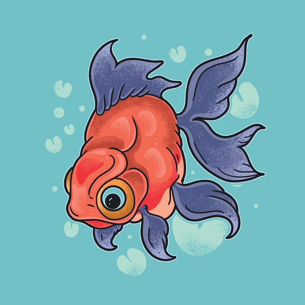 färgglada koki fisk grunge stil illustration vektor