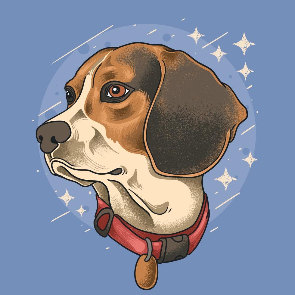 söt hund huvud illustration grunge stil vektor