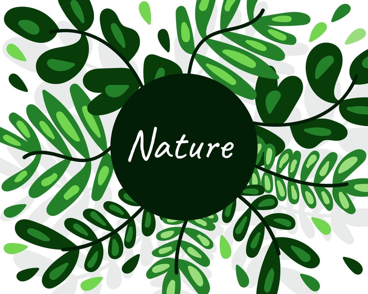 Natur grünes Blatt Hintergrund. handgezeichnete Vektorillustration vektor