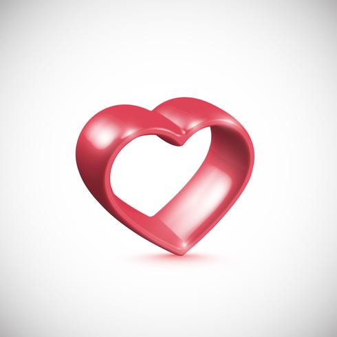 Röd 3D hjärta, vektor illustration