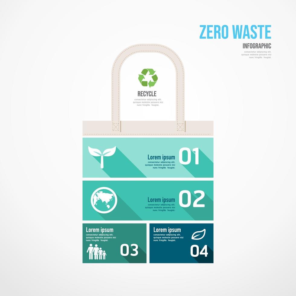 noll avfall, miljö, pussel infographic. gå grönt koncept vektor
