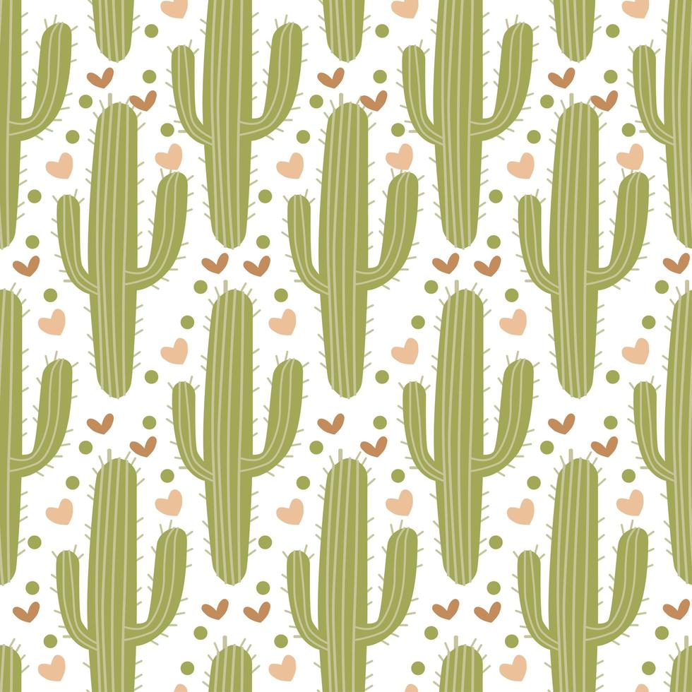 Vektor nahtlose Muster mit grünen niedlichen Kaktus.