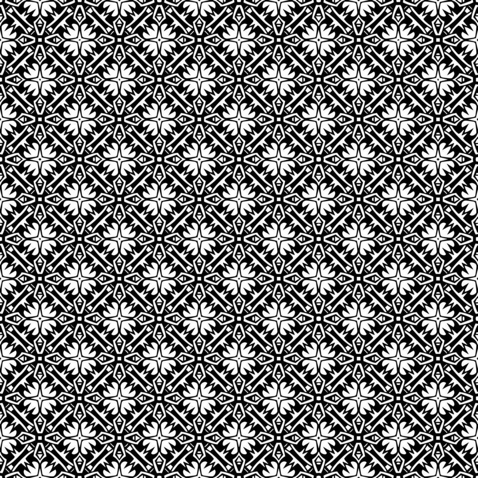 Schwarz-Weiß-nahtlose Mustertextur. Ziergrafikdesign in Graustufen. vektor