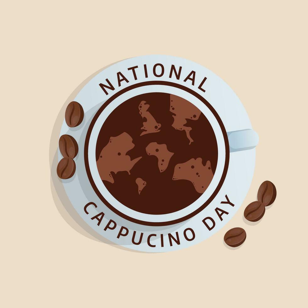 National Cappuccino Tag Design Vorlage gut zum Feier Verwendung. Cappucino Vektor Bild. eben Design. Vektor eps 10.