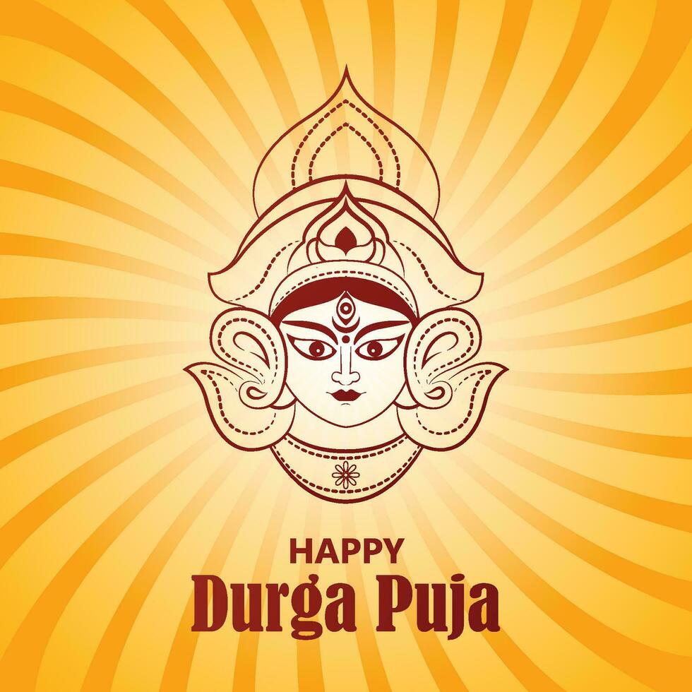 Durga Puja kreativ Banner Design mit Göttin Durga Gesicht Vektor Illustration