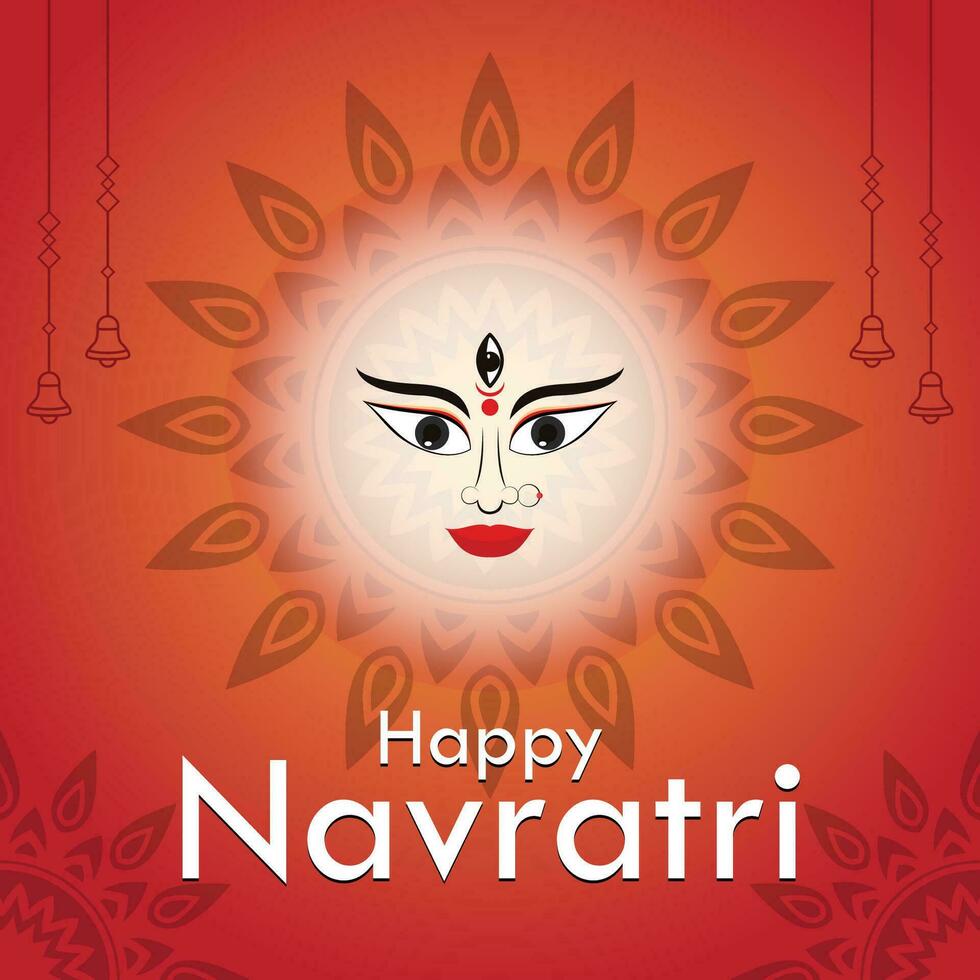 glücklich navratri kreativ Banner Hintergrund Design mit Göttin Durga Gesicht Vektor Illustration