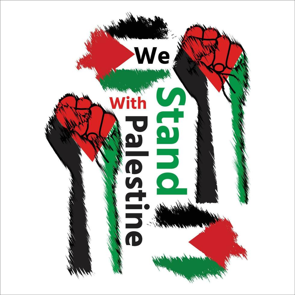 vi stå med palestina, spara palestina, hundratals av demonstranter innehav flaggor och tecken protest utanför de israeli konsulat till Stöd de rättigheter av palestinier i deras konflikt med Israel vektor
