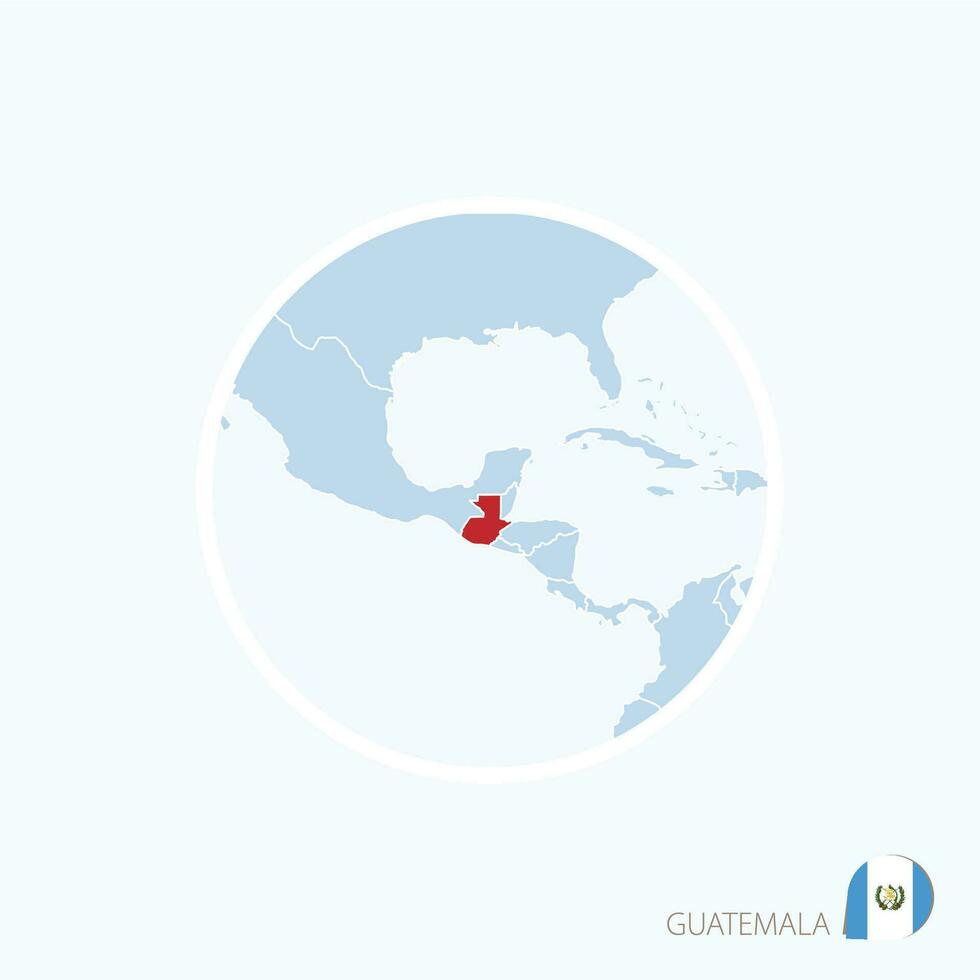 Karte Symbol von Guatemala. Blau Karte von zentral Amerika mit hervorgehoben Guatemala im rot Farbe. vektor