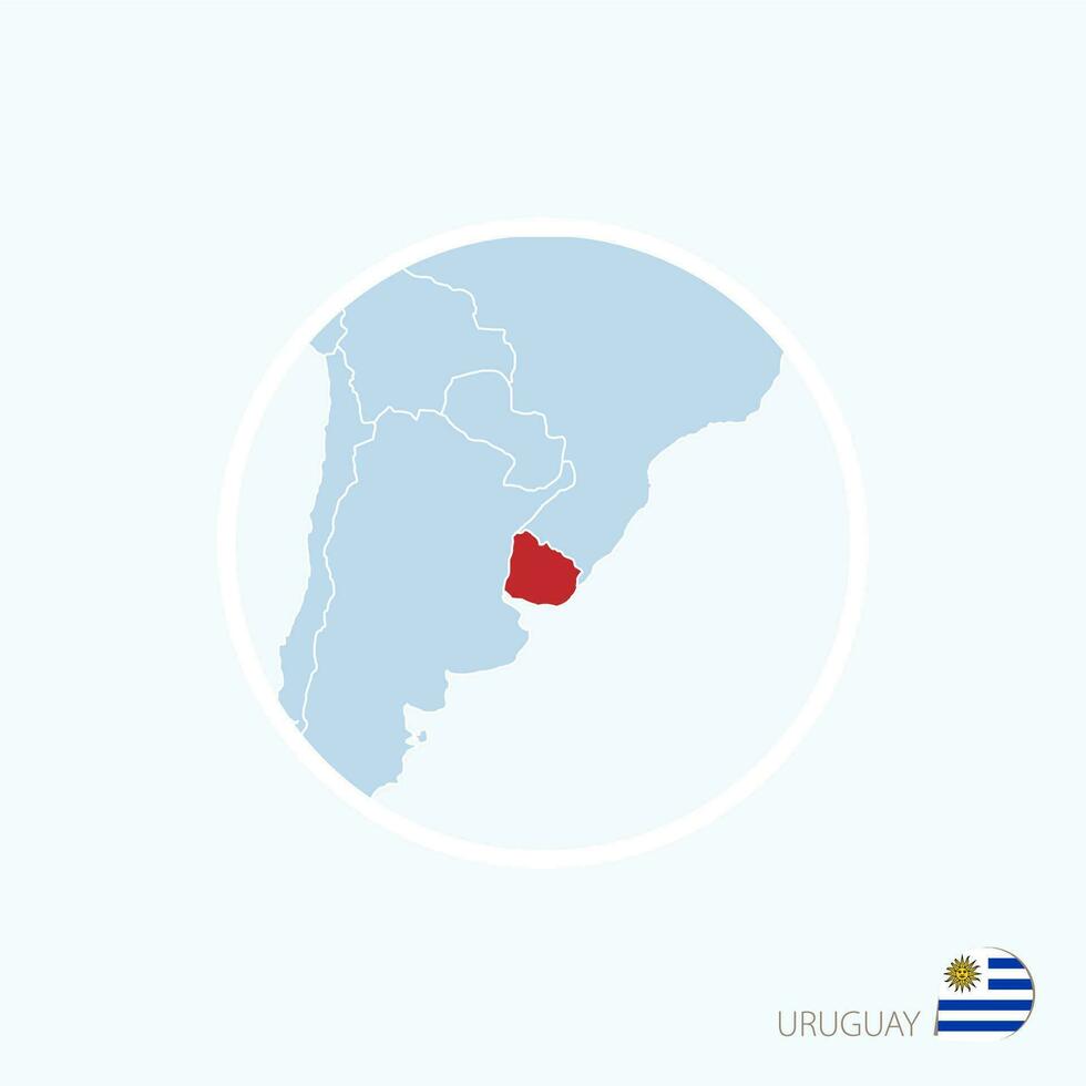 Karte Symbol von Uruguay. Blau Karte von Amerika mit hervorgehoben Uruguay im rot Farbe. vektor