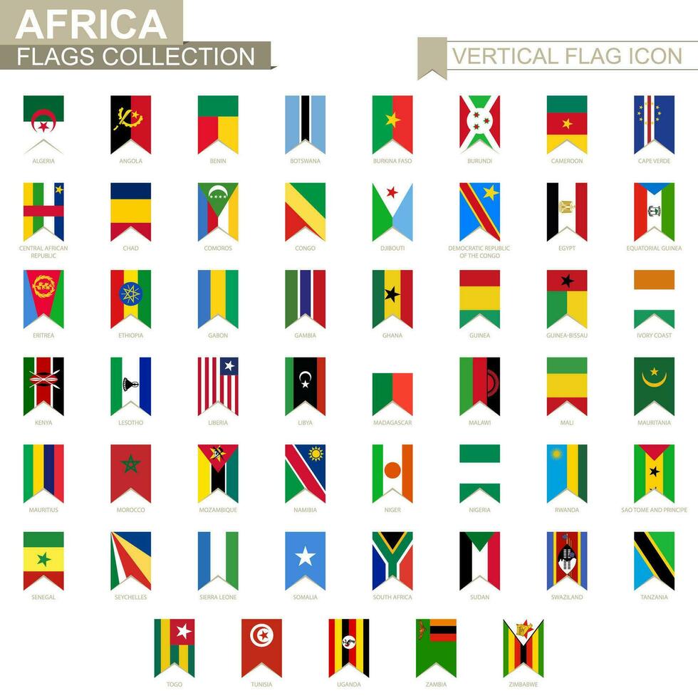 vertikal flagga ikon av afrika. vektor