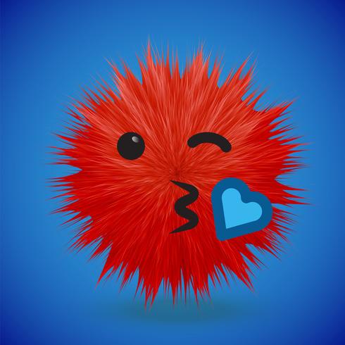 Hochdetaillierter smiley Emoticon des Pelzes 3D, Vektorillustration vektor