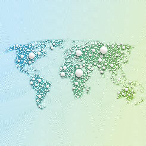 Färgglada världskarta gjord av bollar och linjer, vektor illustration